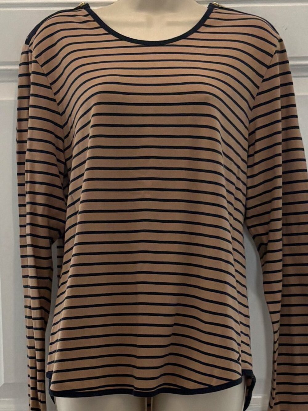Tan/Navy Striped Top by Nautica